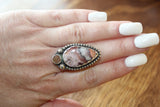 BANDED AGATE WITH PEACH DRUZY & BEAD TRIM