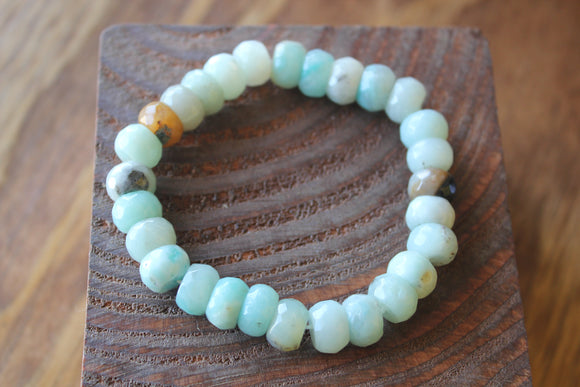 Amazonite- faceted rondelle stretch bracelet