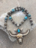 Bone Bull Head Necklace