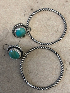 Turquoise twisted hoop custom earrings