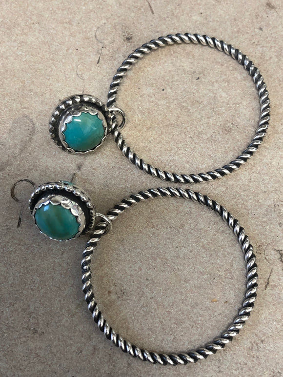 Turquoise twisted hoop custom earrings