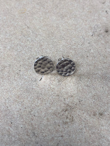 Flat sterling large hammered disc earrings