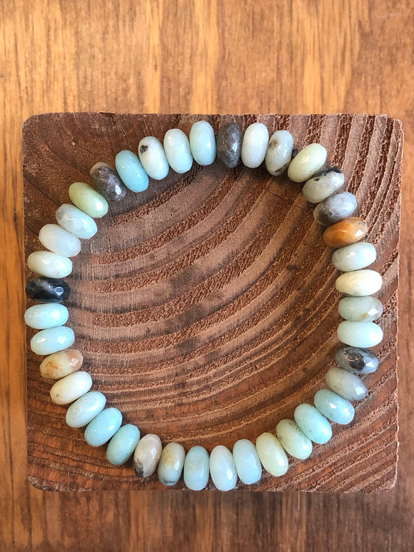 Gents faceted Amazonite stretch bracelet