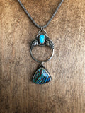 Rainbow Calsilica & Turquoise Circle Pendant