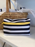 Striped red zipper bag