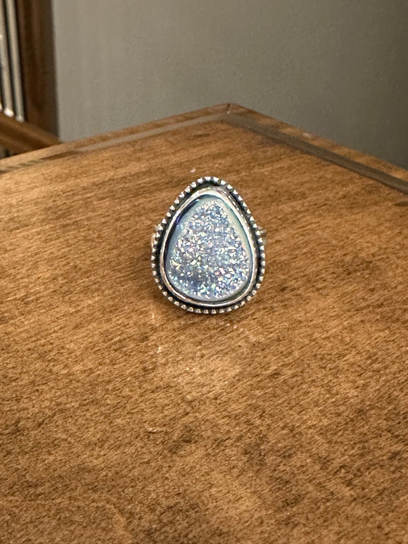 Blue Druzy Ring