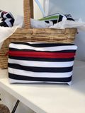 Striped red zipper bag