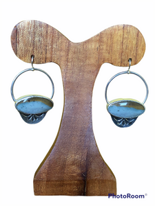 Landscape Jasper Circle Dangle Earrings