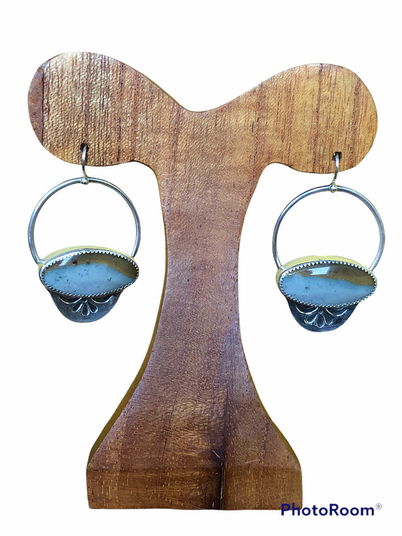 Landscape Jasper Circle Dangle Earrings