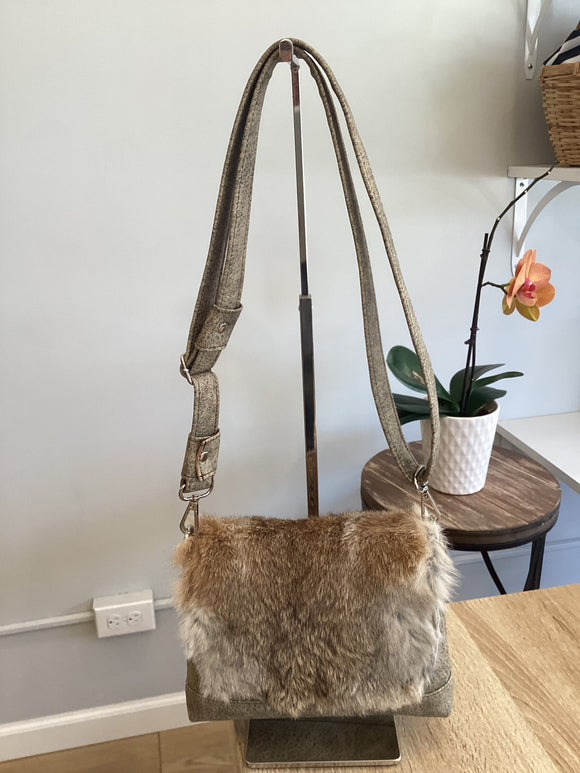 Rabbit Fur Taupe Crossbody