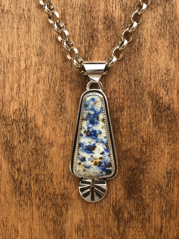 Arizona Lapis with stamping Pendant