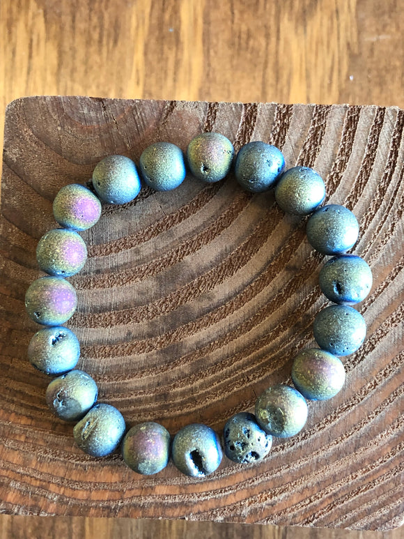 Druzy agate stretch bracelet