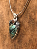 Turquoise & Peach Druzy leaf pendant