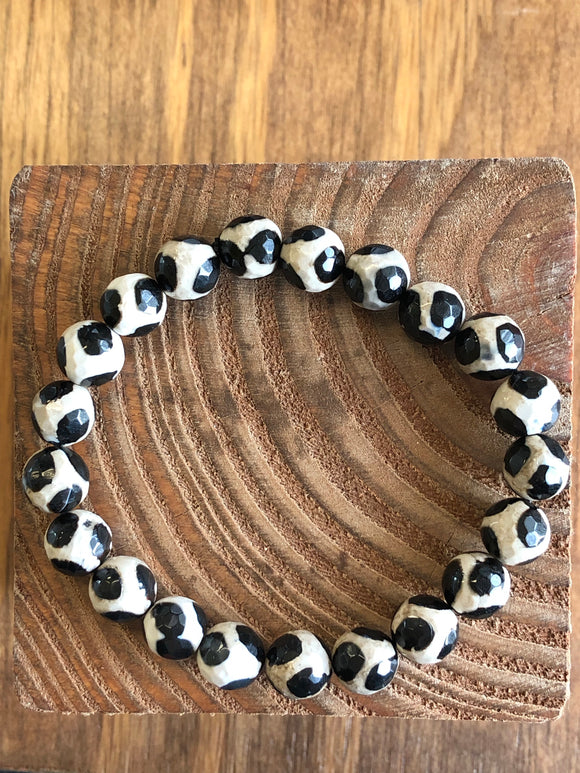 Gents dot agate stretch bracelet