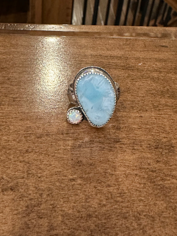 Larimar & Opal Ring