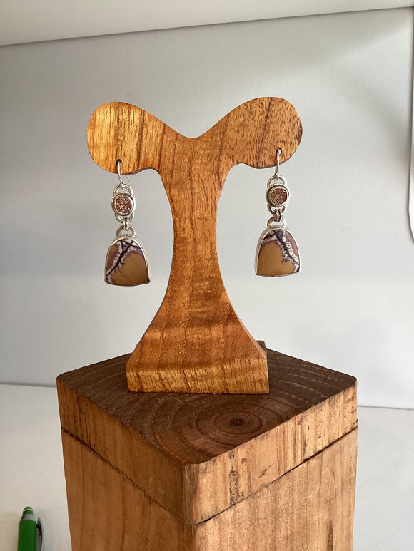 Sonoran Dendritic Rhyolite & Druzy Earrings
