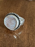 White agate druzy ring