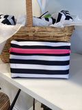Striped red zipper bag