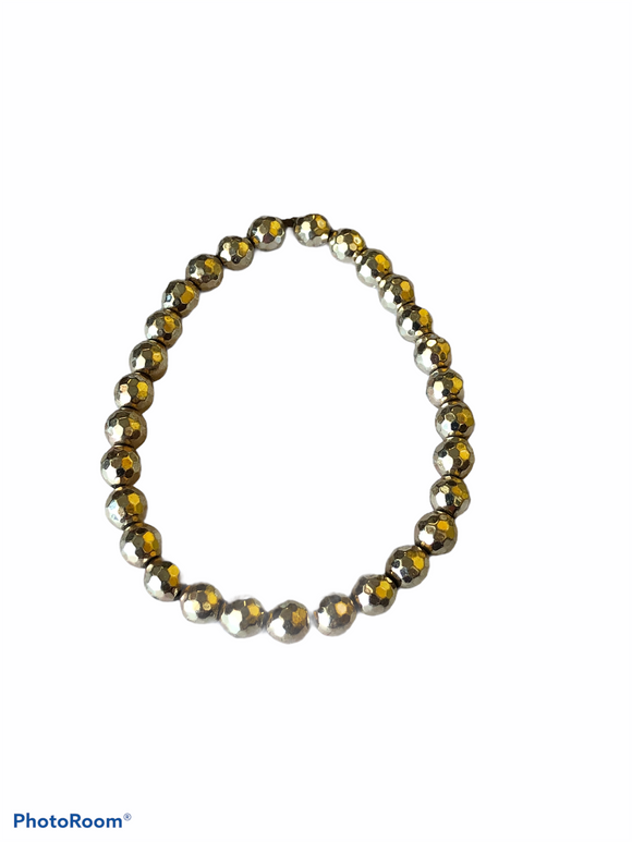Silver tone faceted stretch bracelet