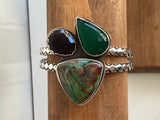 Parrot Wing Chrysocolla statement double cuff bracelet