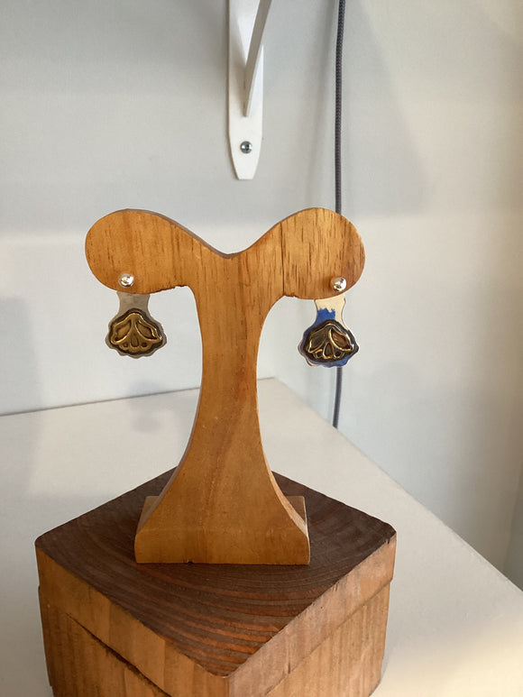 Sterling & Red Brass stamped Earring base